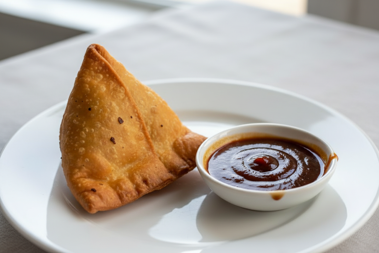 1 piece of samosa with tamarind chutney