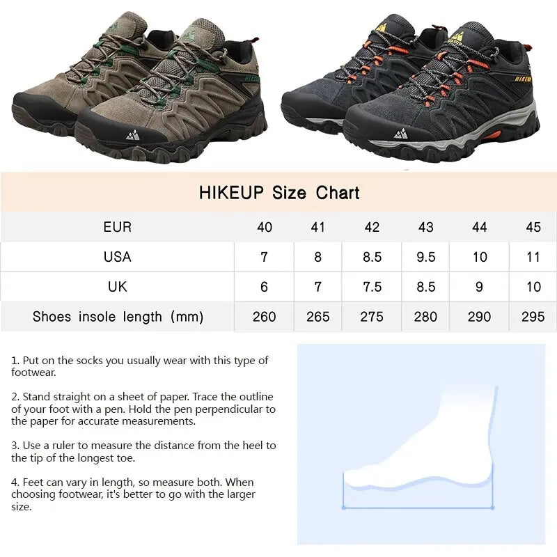 High Quality Leather Hiking Shoes Durable Outdoor Sport Men Trekking Leather Shoes Lace-Up Climbing Hunting Sneakers