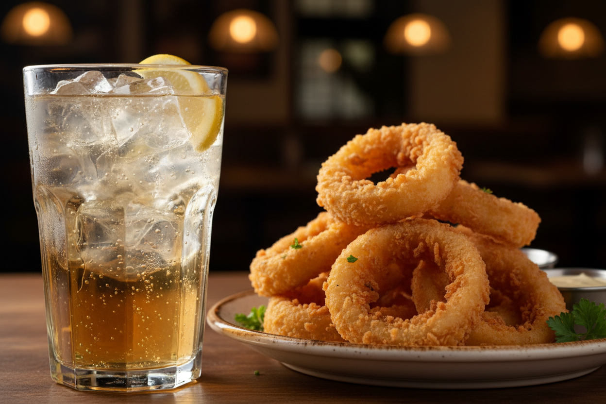 Onion rings and drink