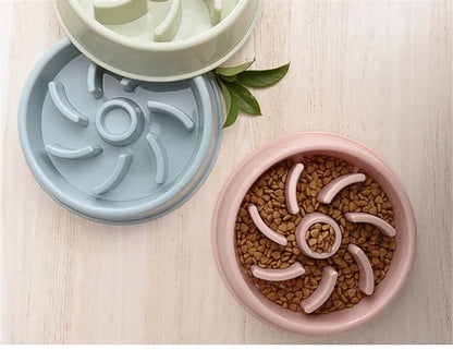 Slow Feeder Pet Bowl for Dogs and Cats - Anti-Choking Design with Plastic Material