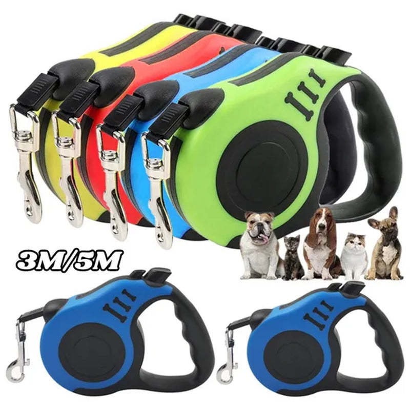 Professional Title: "3M/5M Automatic Retractable Dog Leash with Durable Nylon Collar Extension - Ideal for Puppy Walking and Running"