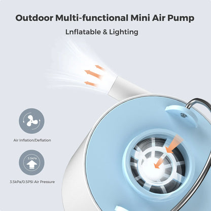 TINY PUMP X - Portable Electric Air Pump with Camping Light Rechargeable for Pool Floats Air Mattress Vacuum Bags