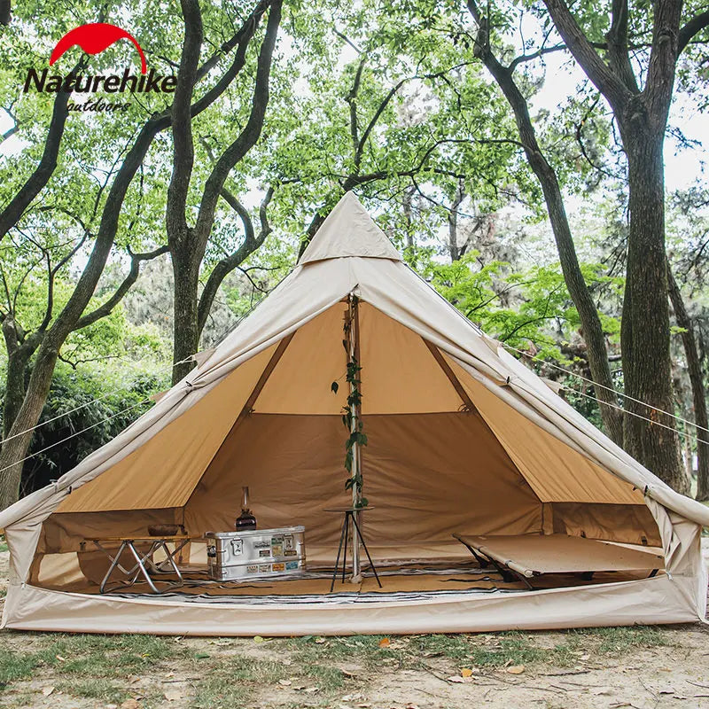 Cotton Pyramid Tent Brighten 6.4㎡ 3-4 Person Breathable Waterproof 1000Mm Windproof Outdoor Camping Travel 15.2Kg