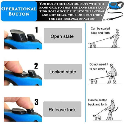 Professional Title: "3M/5M Automatic Retractable Dog Leash with Durable Nylon Collar Extension - Ideal for Puppy Walking and Running"