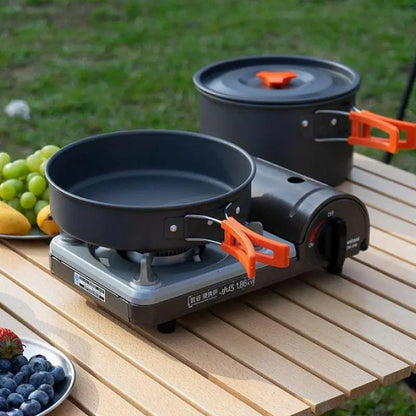 Portable Camping Cookware Set Outdoor Pot Tableware Kit Cooking Water Kettle Pan Travel Cutlery Utensils Hiking Picnic Equipment