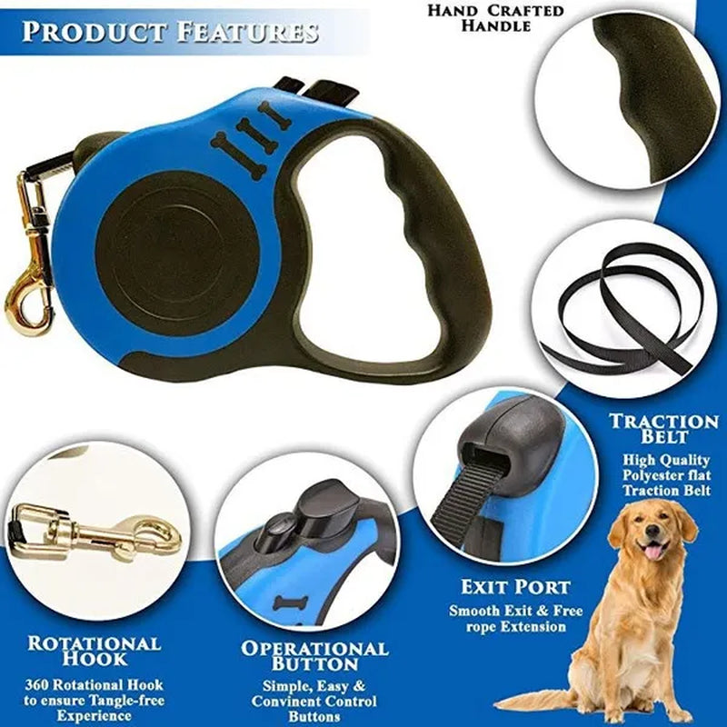 Professional Title: "3M/5M Automatic Retractable Dog Leash with Durable Nylon Collar Extension - Ideal for Puppy Walking and Running"