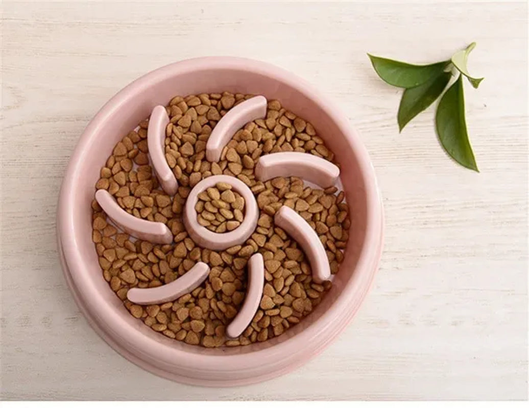 Slow Feeder Pet Bowl for Dogs and Cats - Anti-Choking Design with Plastic Material
