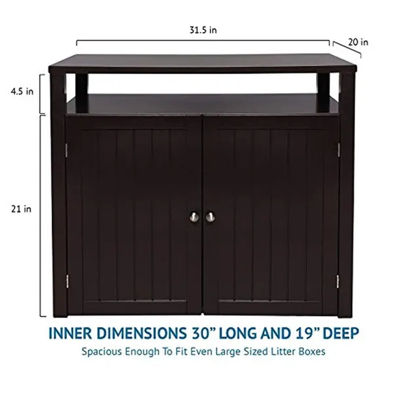 Large Cat Litter Box Enclosure and Furniture House with Table by Arf Pets