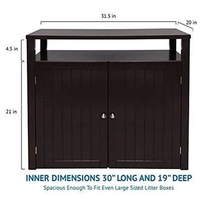 Large Cat Litter Box Enclosure and Furniture House with Table by Arf Pets