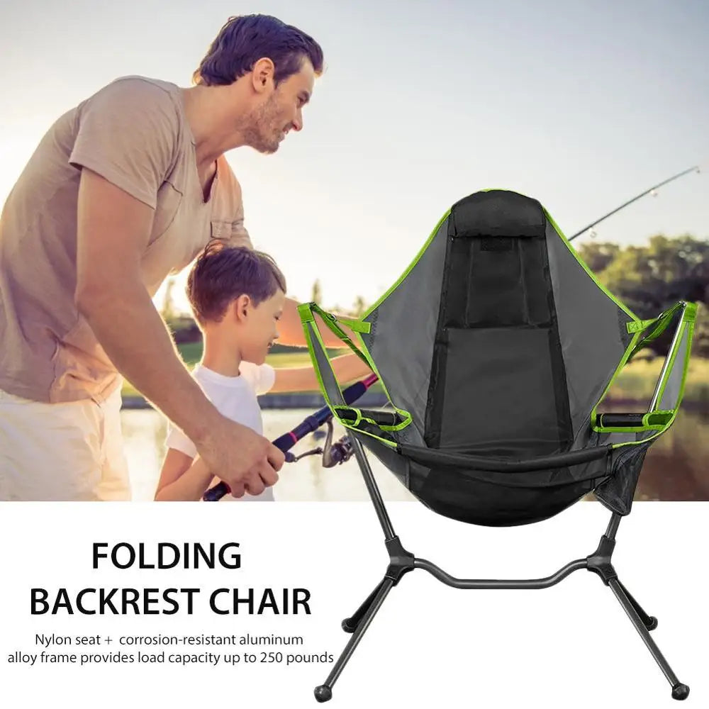 Foldable Outdoor Chair Garden Swing Chair Beach Moon Chair with Pillow for Camping Fishing Ultralight Portable Chair