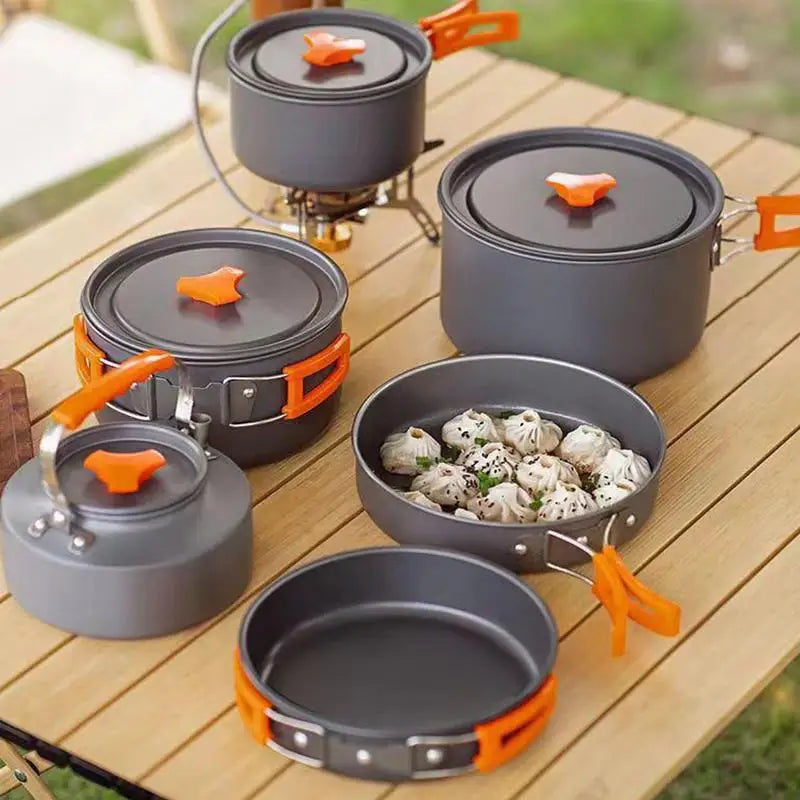 Portable Camping Cookware Set Outdoor Pot Tableware Kit Cooking Water Kettle Pan Travel Cutlery Utensils Hiking Picnic Equipment