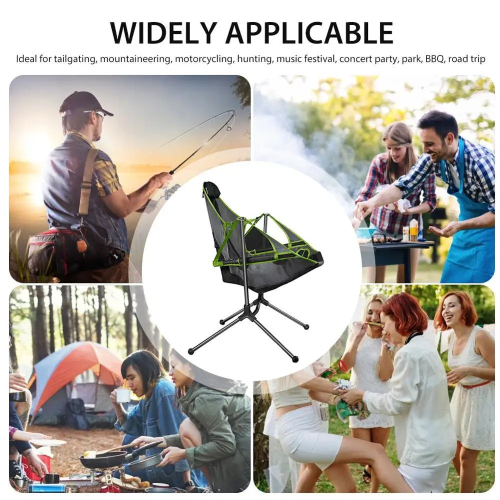 Foldable Outdoor Chair Garden Swing Chair Beach Moon Chair with Pillow for Camping Fishing Ultralight Portable Chair