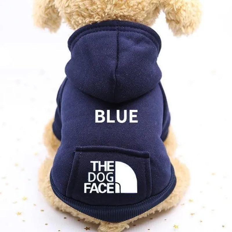 Professional title: "Winter Pet Hoodie Coat for Small Dogs and Cats - Cotton Jacket with Sporty Design"