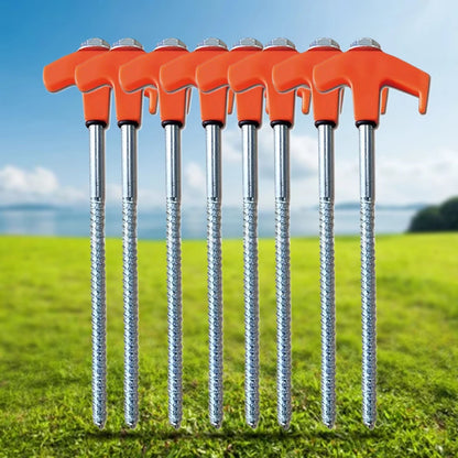 8Pcs Camping Pegs Drill in with Hex Socket Stakes Ground Anchors Camping Stakes Tent Ground Nail Screw in Camping Tent Pegs