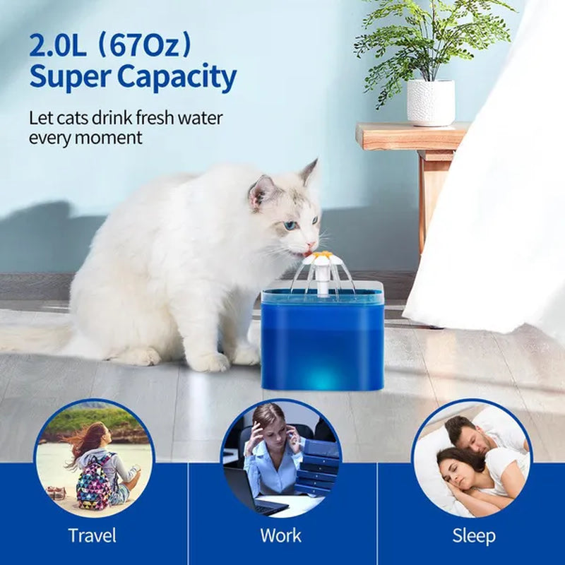 Professional title: 
```Yeahmart 67oz Cat Water Drinking Fountain with Ultra-Quiet Pump, LED Light, and Three Drinking Modes - Automatic Fountain for Cats and Small Dogs```