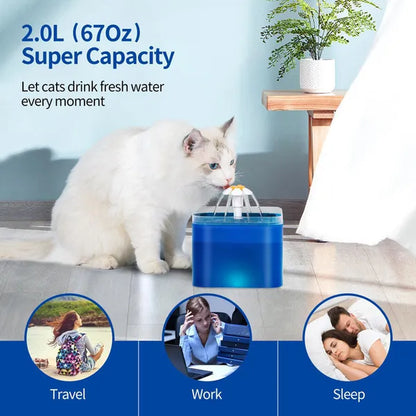 Professional title: 
```Yeahmart 67oz Cat Water Drinking Fountain with Ultra-Quiet Pump, LED Light, and Three Drinking Modes - Automatic Fountain for Cats and Small Dogs```