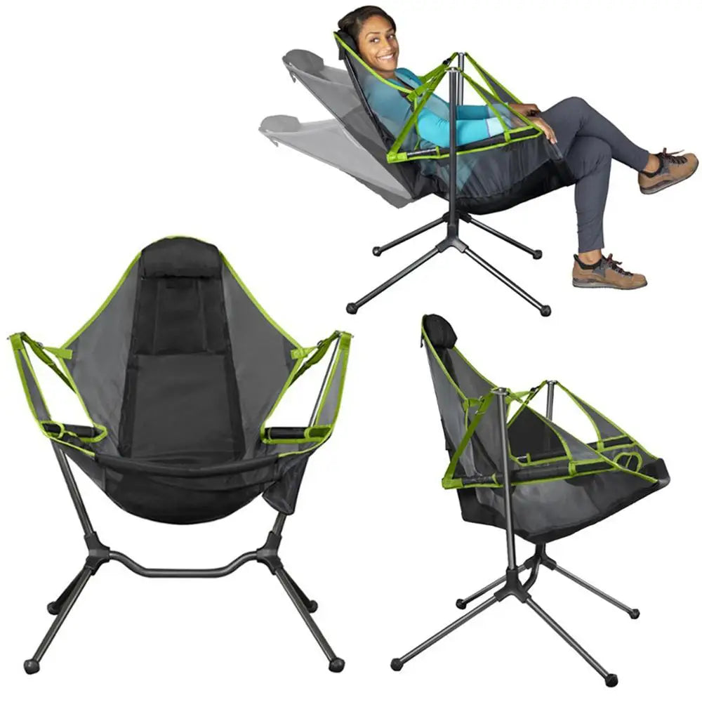 Foldable Outdoor Chair Garden Swing Chair Beach Moon Chair with Pillow for Camping Fishing Ultralight Portable Chair