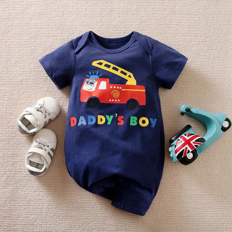 Baby Printed Fashion Baby Clothing Casual Clothes Fashion Printed pretty Outfit Solid Jumpsuit Summer Boy short black