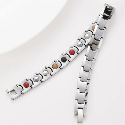 Befoshinn Tungsten Steel Women Jewelry Germanium Bracelets 4 in 1 Energy Stones Magnetic Therapy Luxury Bangles Gift for Girls