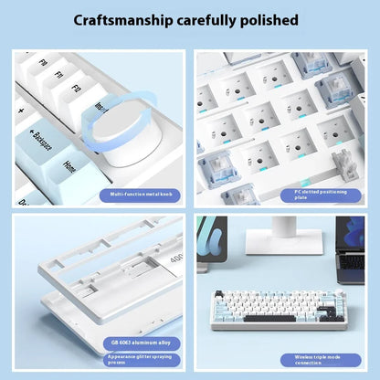 Monka A75 Wireless Mechanical Keyboard 3-Mode Aluminium Alloy 81Keys Hot Swap RGB Gasket Bluetooth5.0 Customized Gaming Keyboard