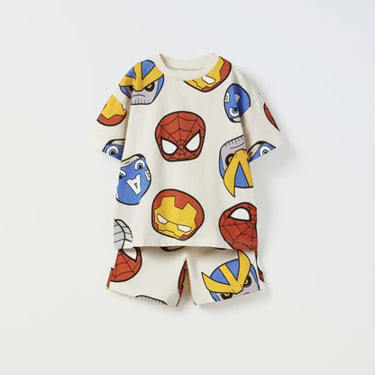 Mickey Boys 2pc/set Summer Clothing New Style Children Short-sleeved Suit Loose Fashion Popular Baby Girl Boy Tracksuit Disney