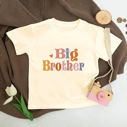Casual Retro Sister Outfit Retro Kids Tshirt+Baby Romper Big/Little Brother Print Family Matching Outfits Summer Child Present