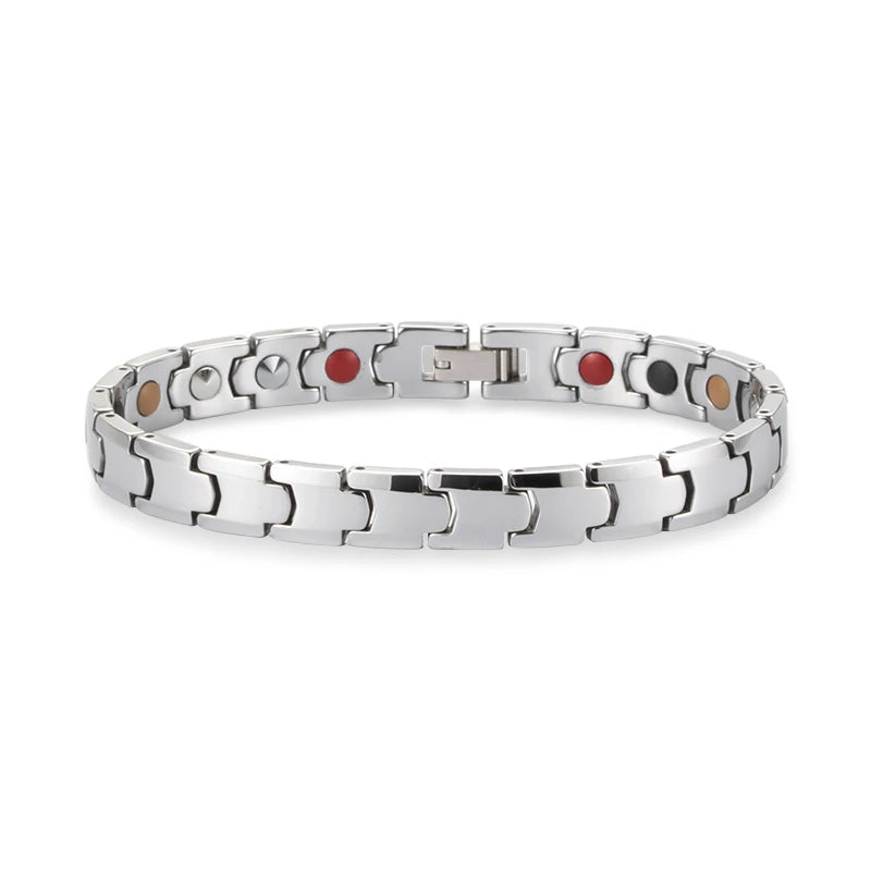 Befoshinn Tungsten Steel Women Jewelry Germanium Bracelets 4 in 1 Energy Stones Magnetic Therapy Luxury Bangles Gift for Girls