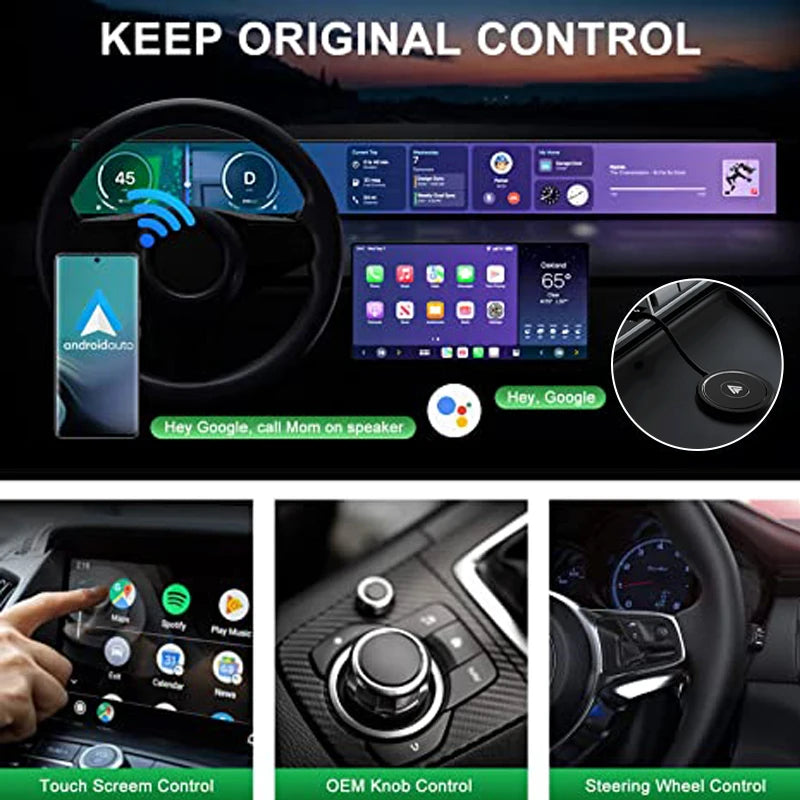 Wireless Android Auto Car Adapter/Dongle for OEM Wired AA Car Converts Wired Android to Wireless Fits for Android Phones