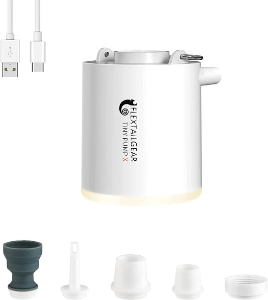 TINY PUMP X - Portable Electric Air Pump with Camping Light Rechargeable for Pool Floats Air Mattress Vacuum Bags