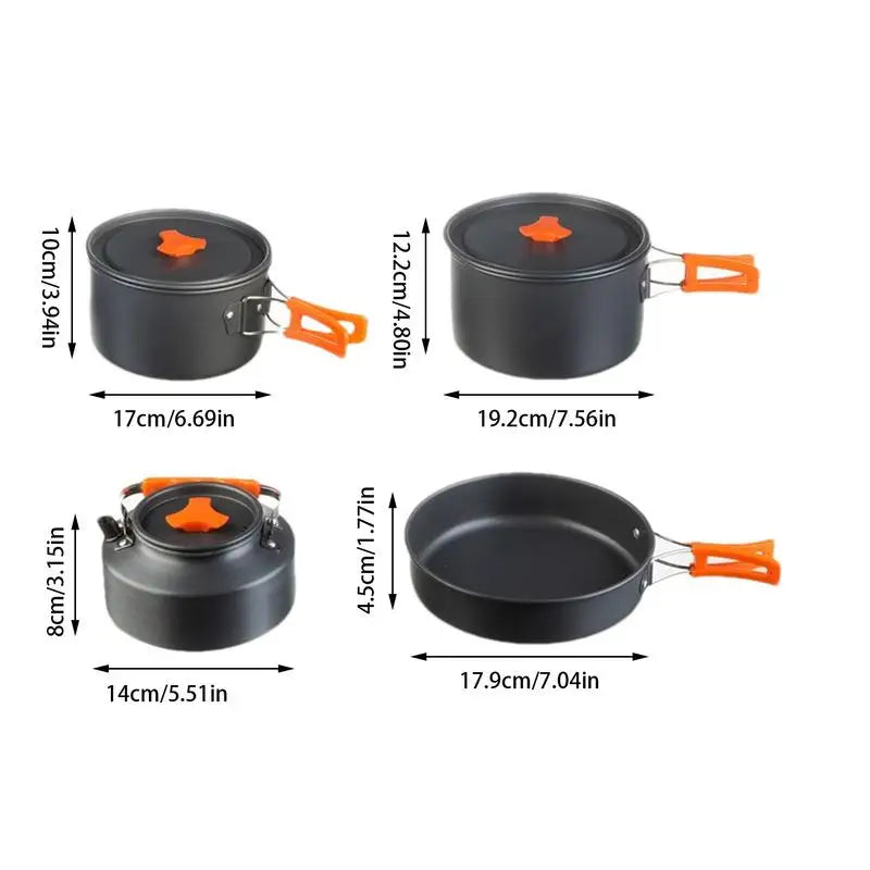 Portable Camping Cookware Set Outdoor Pot Tableware Kit Cooking Water Kettle Pan Travel Cutlery Utensils Hiking Picnic Equipment