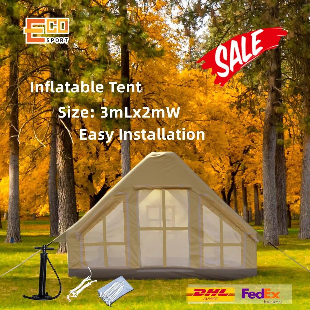 Desert Windproof Waterproof Inflatable Camping Bell Tent Outdoor Glamping House Inflatable Camping Tent