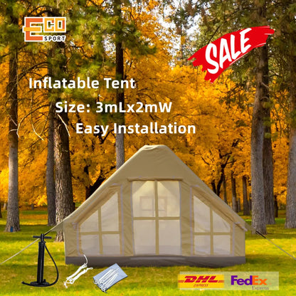 Desert Windproof Waterproof Inflatable Camping Bell Tent Outdoor Glamping House Inflatable Camping Tent