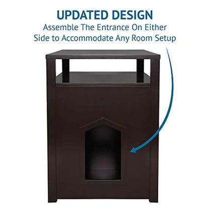 Large Cat Litter Box Enclosure and Furniture House with Table by Arf Pets