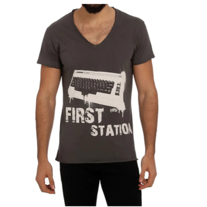Biggdesign First Station Mens Crew Neck T-Shirt